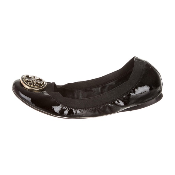 Tory Burch Black Patent Elastic Flats 7 - Picture 1 of 4